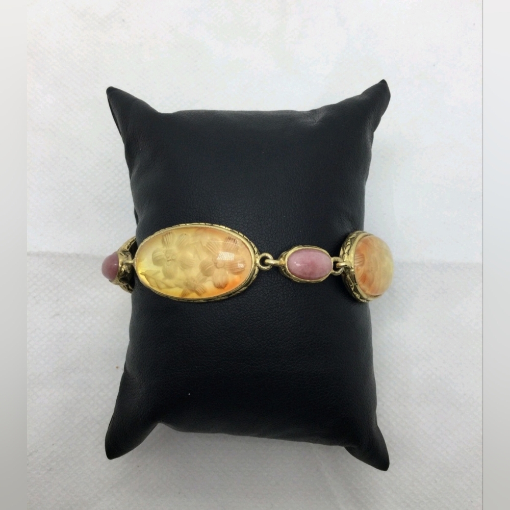 Vintage Monet Floral Toggle Clasp Bracelet 7"